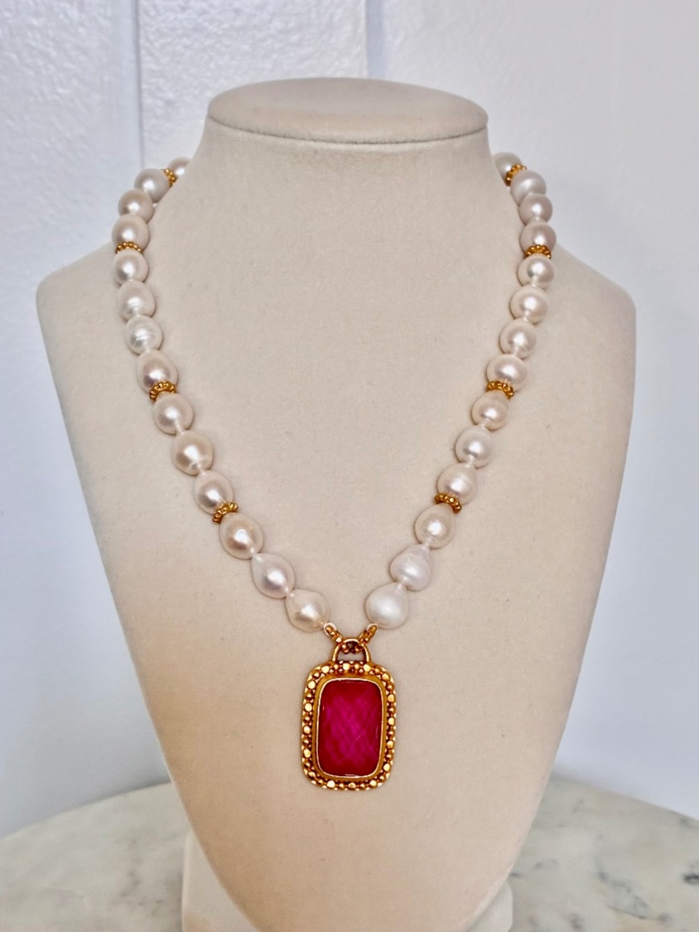 Julie Vos pink peony Marbella statement necklace